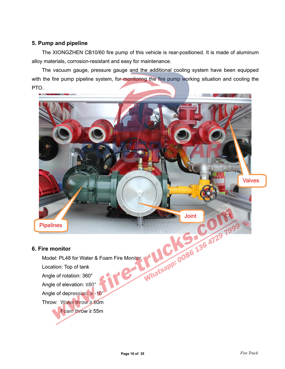 POWERSTAR TRUCKS ISUZU GIGA Water & Foam & Powder Fire Truck Manual