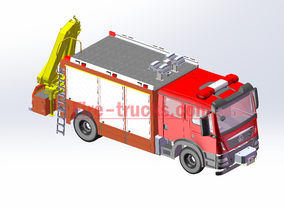 HOWO Rescue Fire Fighting Truck mounted Crane technical drawing
