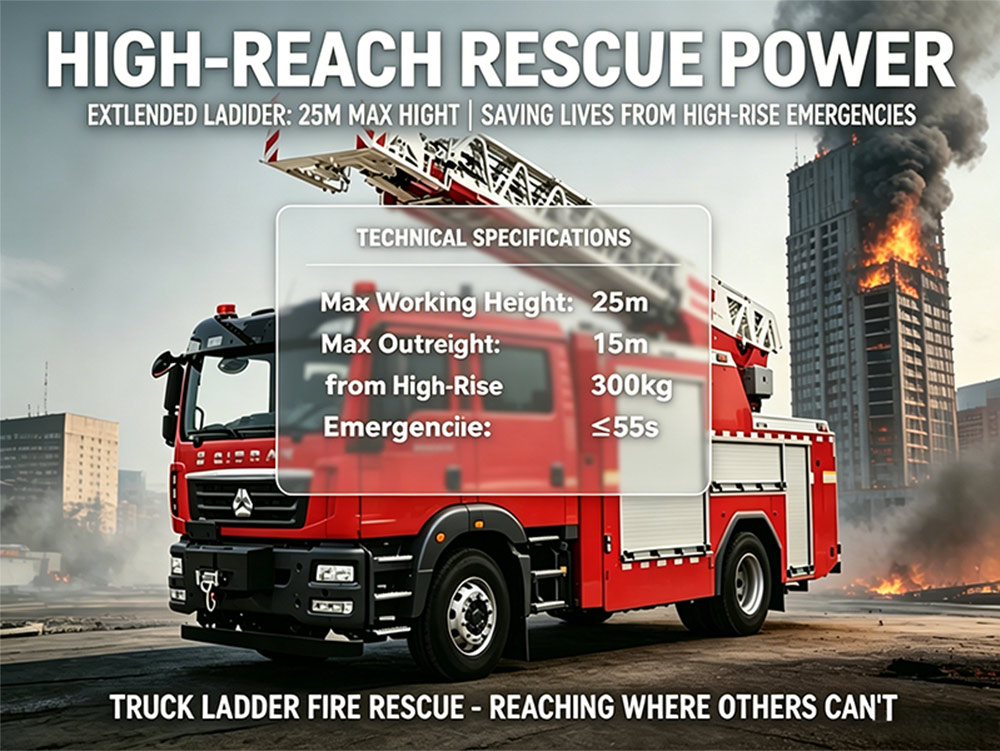 HOWO 4x2 25m aerial ladder fire rescue vehicle with CAFS HOWO 4x2 25m aerial ladder fire rescue vehicle with CAFS