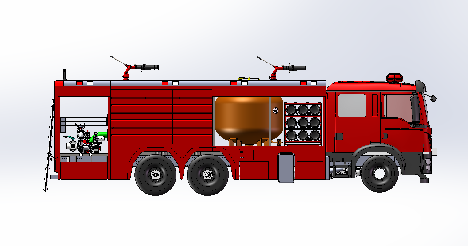  HOWO Brand nitrogen dry powder Fire truck CAD drawing
