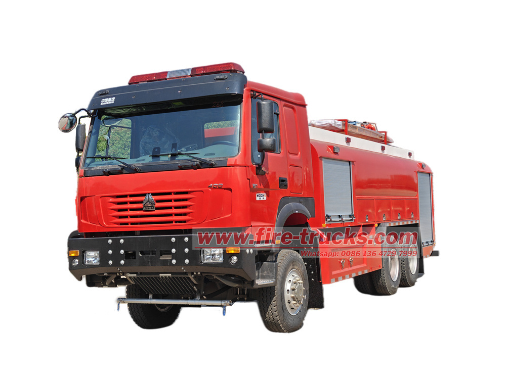 HOWO 6X6 400HP အင်ဂျင်ရေတင်သင်္ဘော မီးသတ်ကား
