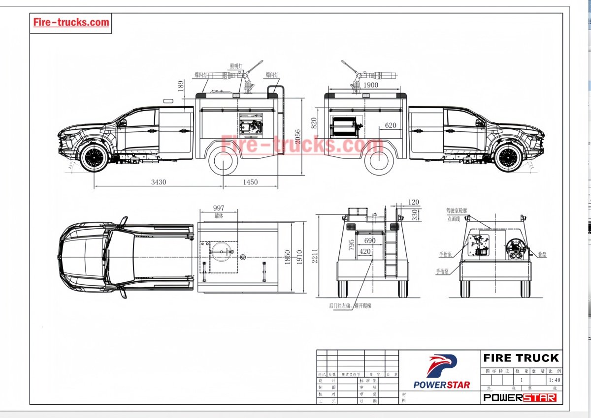 ISUZU 4x4 RIV ကယ်ဆယ်ရေး မီးသတ်ပစ်ကပ်ကား ဒီဇိုင်းပုံရေးဆွဲချက်